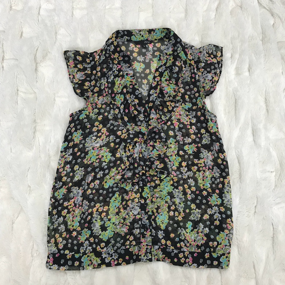 Ruffled floral blouse